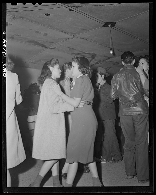 Photo:Truchas New Mexico 1943 Dance Crowd Couples Indoors Private Party