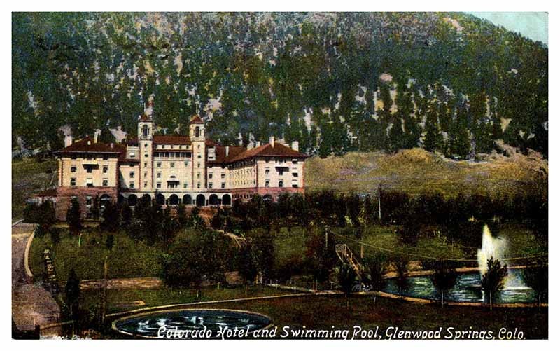 Postcard SWIMMING POOL SCENE Glenwood Springs Colorado CO m/09 AS7191