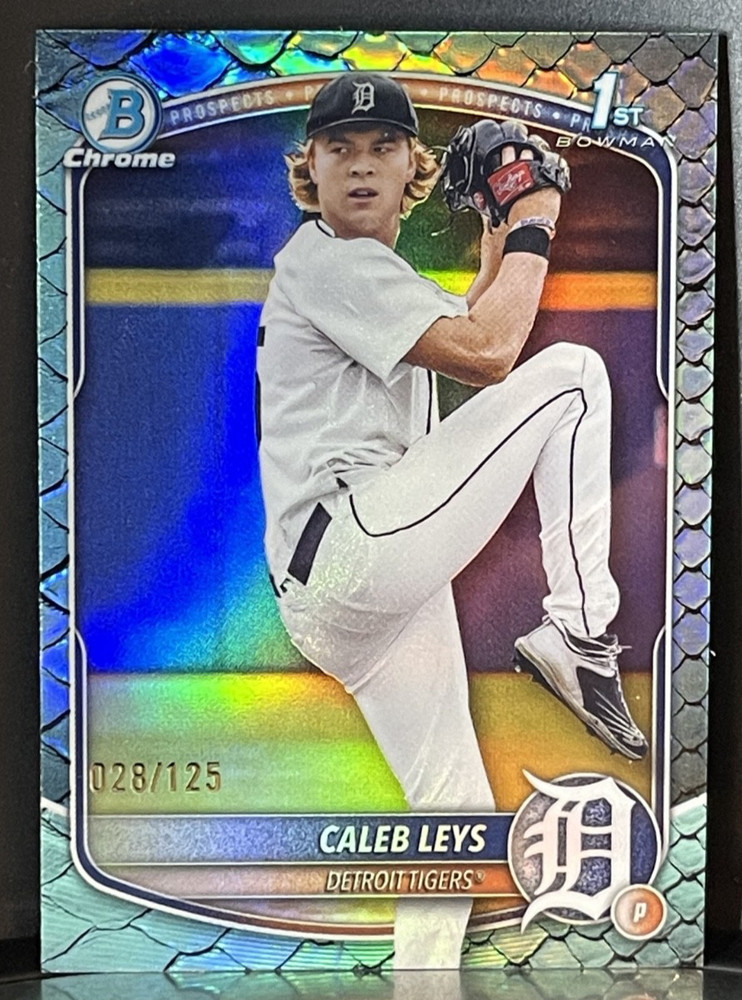 2025 Bowman Draft Caleb Leys 1st Aqua Reptilian Refractor /125 #BDC-195 Tigers