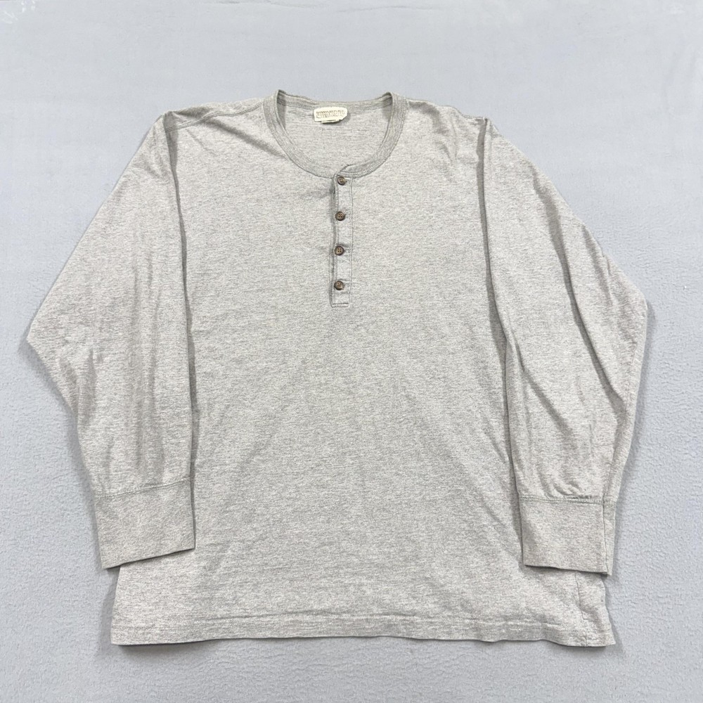 Vintage Banana Republic Shirt Mens XL Gray Long Sleeve Henley Made In USA 90s
