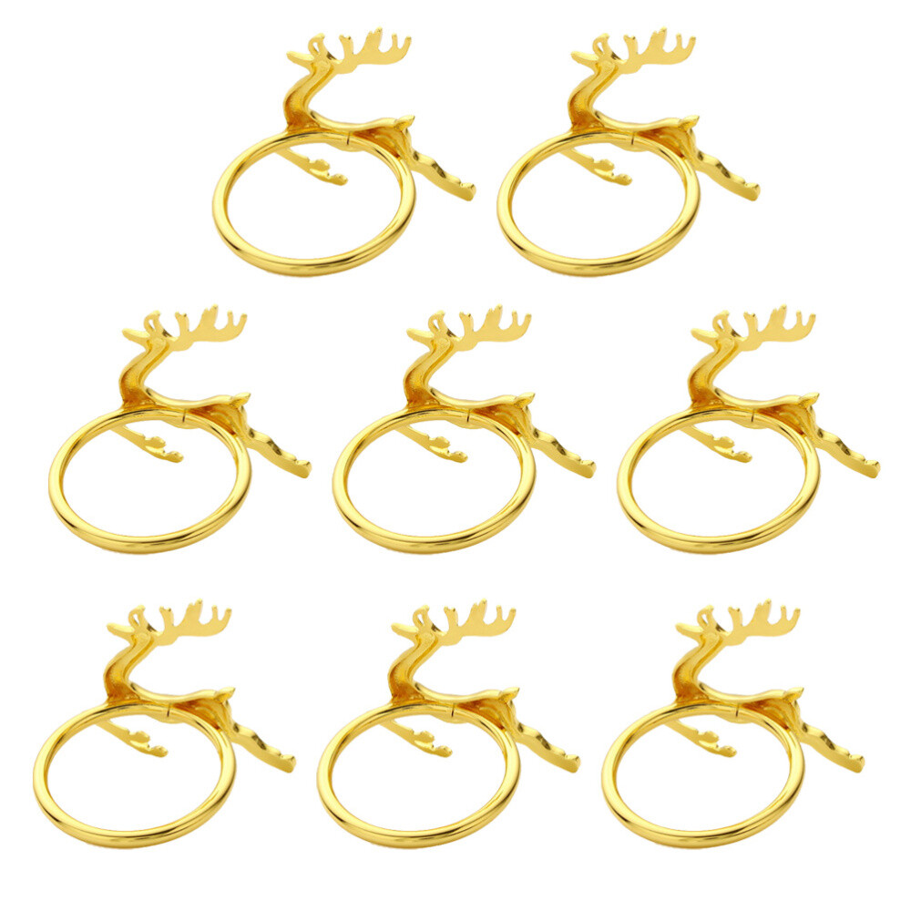 8 Pcs Wedding Napkin Ring Holder Ornament Reindeer Christmas Rings