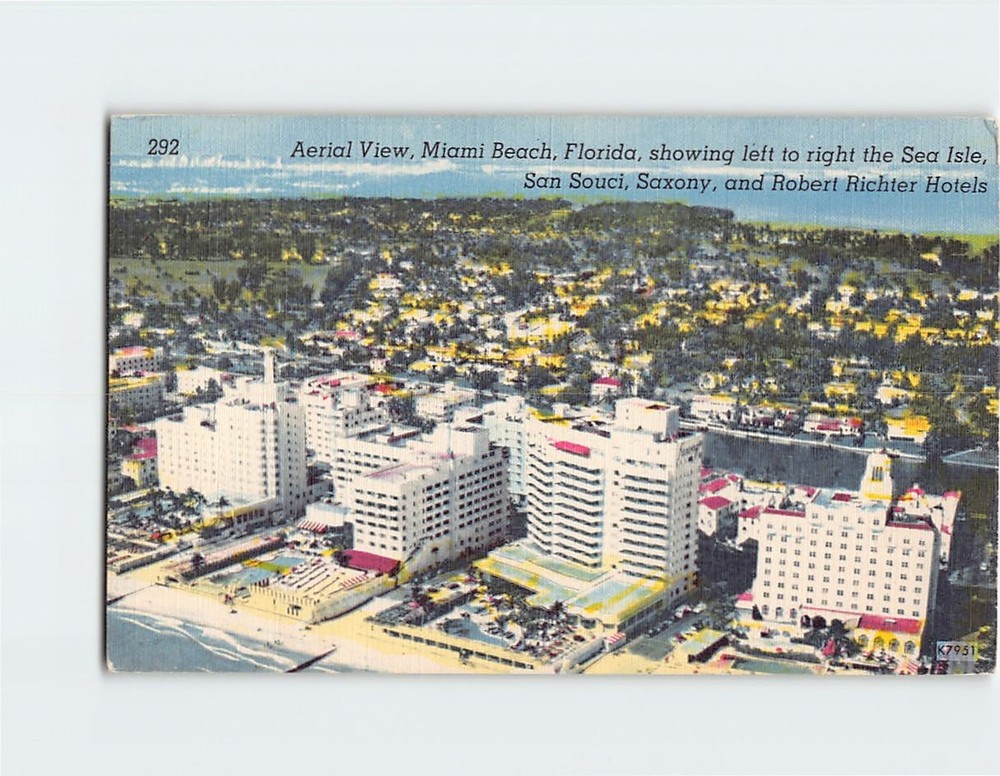 Postcard Aerial View Miami Beach Florida USA