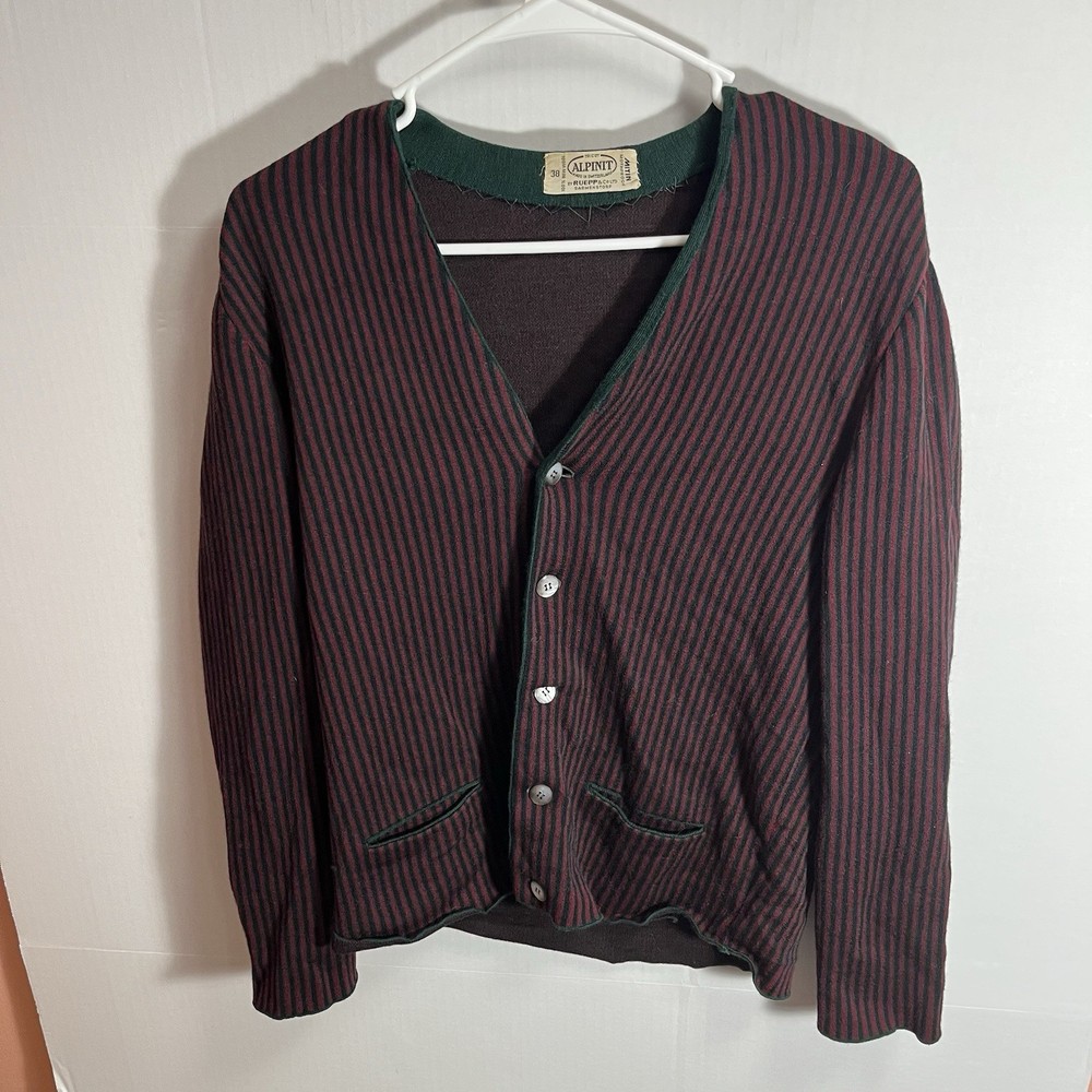 Vintage Wool Cardigan Sweater Men’s Medium Grandpa 80s 90s Preppy Business