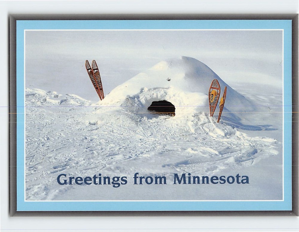 Postcard Quinzhee or Snow Shelter Greetings from Minnesota USA