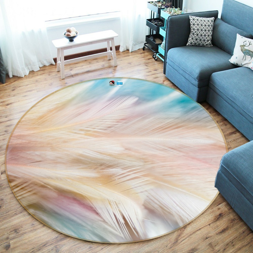 3D Dream Feather Round NAO5676 Game Rug Mat Elegant Photo Carpet Mat Fay