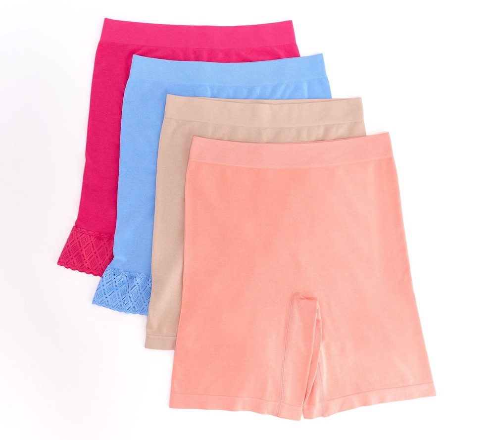 Breezies Women's Plus Sz Panties 1X  Comfort Breeze Seamless Long-Leg Pink