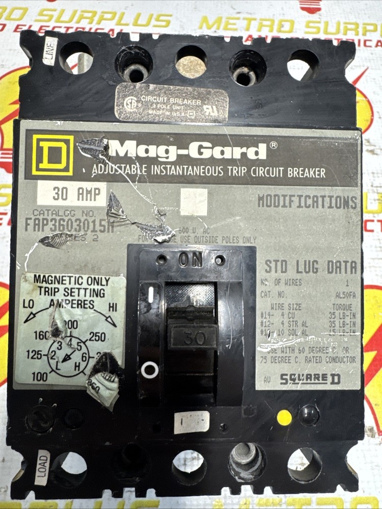 Square D Mag-Gard FAP36030 30A 3-Pole Adjustable Trip Breaker