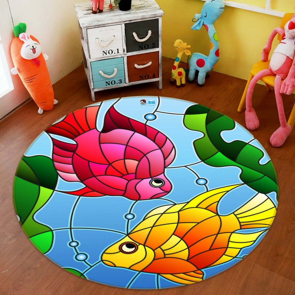 3D Red Yellow Carp NAO10298 Game Rug Mat Elegant Photo Carpet Mat Fay