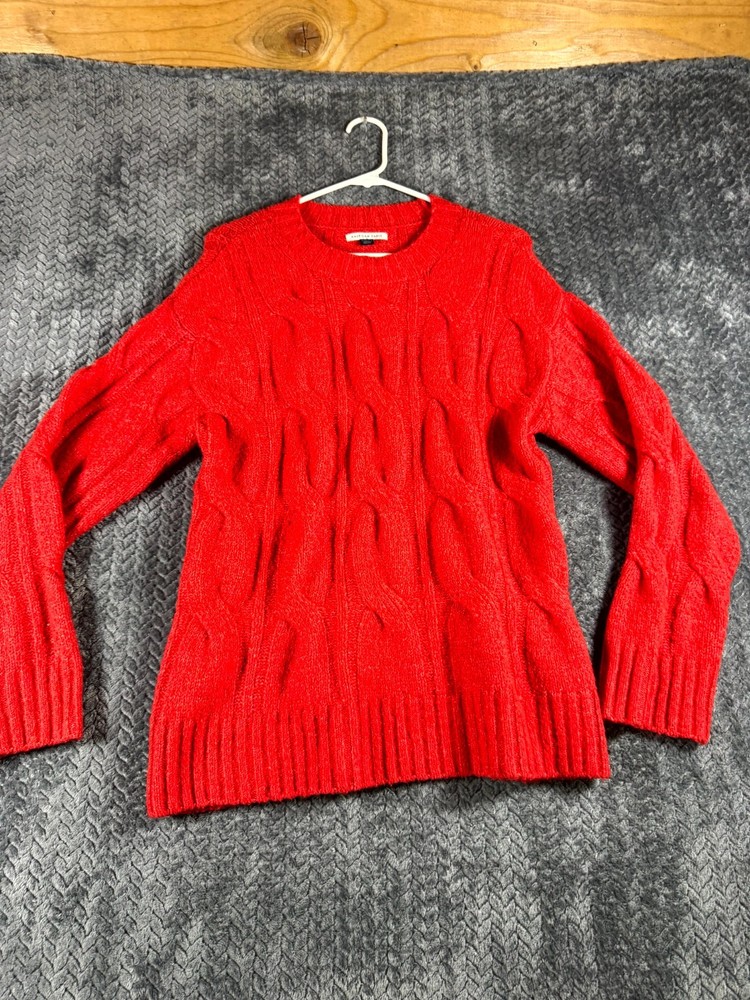 American Eagle Outfitters Sweater Womens XS Red Cable Knit Stretch Ribbed Hem