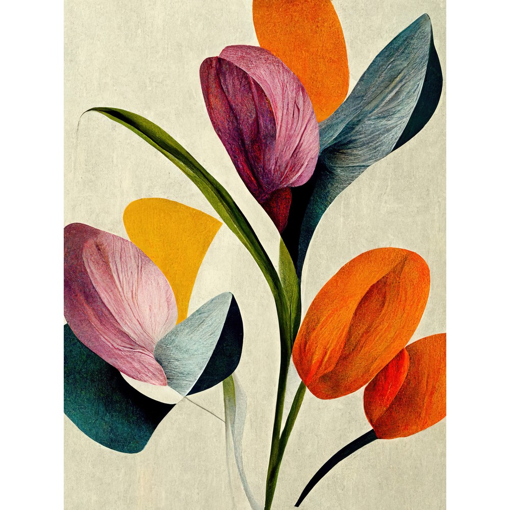 Spring Flowers Floral Bouquet Bold Abstract Huge Wall Art Poster Print Giant