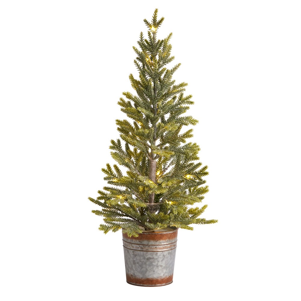 26-Inch Pine Christmas Tree with 35 Warm White Lights - Natural Green Look