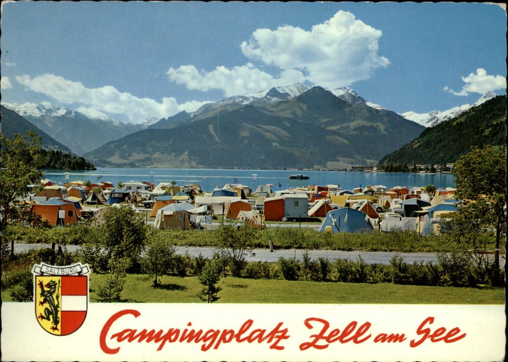 Austria Kitzsteinhorn mountain Camping Zell am See scenic view ~ postcard sku673