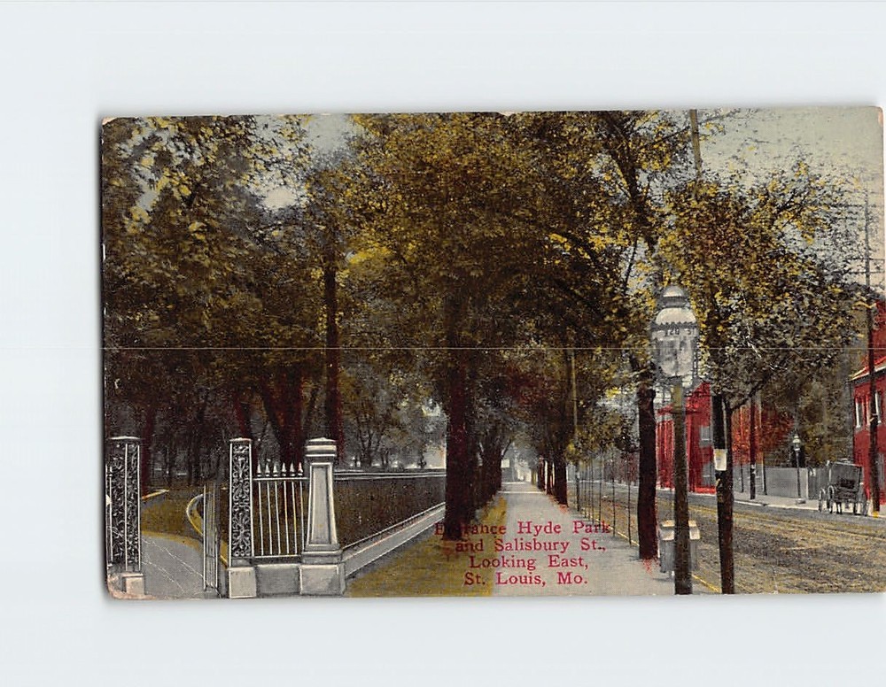 Postcard Entrance Hyde Park St. Louis Missouri USA