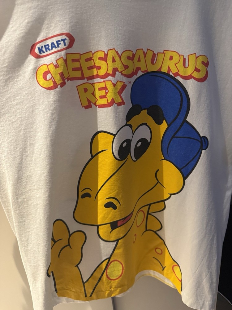 Kraft Cheesasaurus Rex T-Shirt Vintage 90s, All-Over Print XL Rare Screen Stars