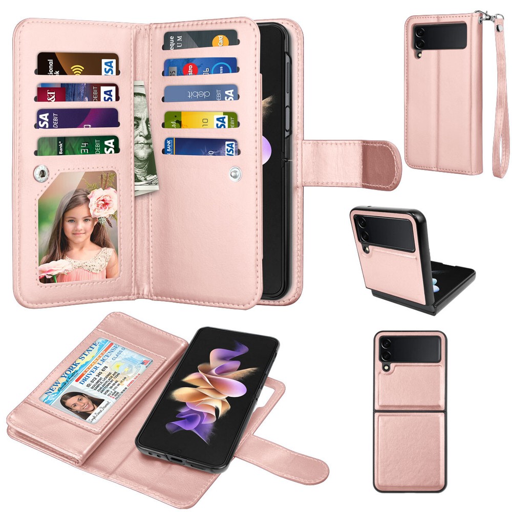 Samsung Galaxy Z Flip 4 5G Leather Wallet Case with Card Slots & Kickstand