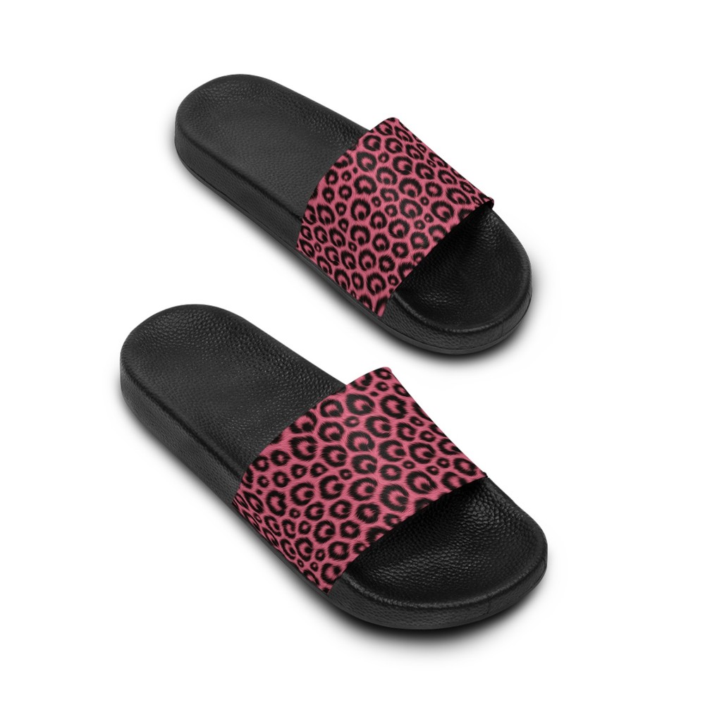 Pink Leopard Slide Sandals, Trendy Pool Slides for Women, Summer Footwear,