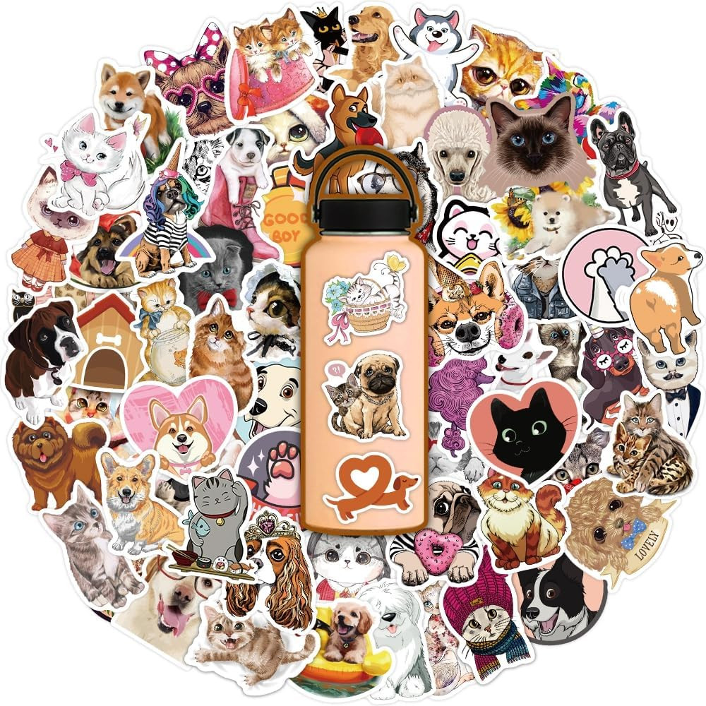 160Pcs Cute Cat and Dog Stickers for Kids Teens Adults,