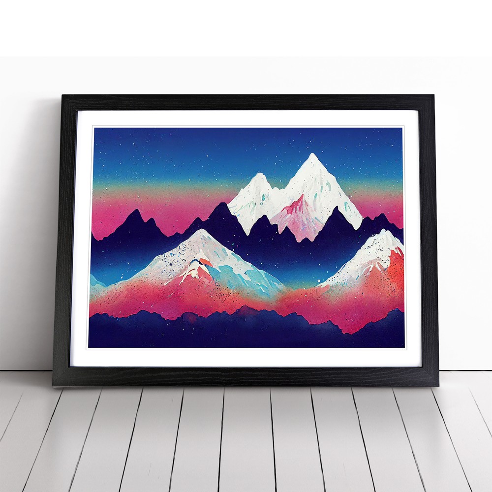 Stellar Painted Mountains Abstract Wall Art Print Framed Canvas Picture Poster