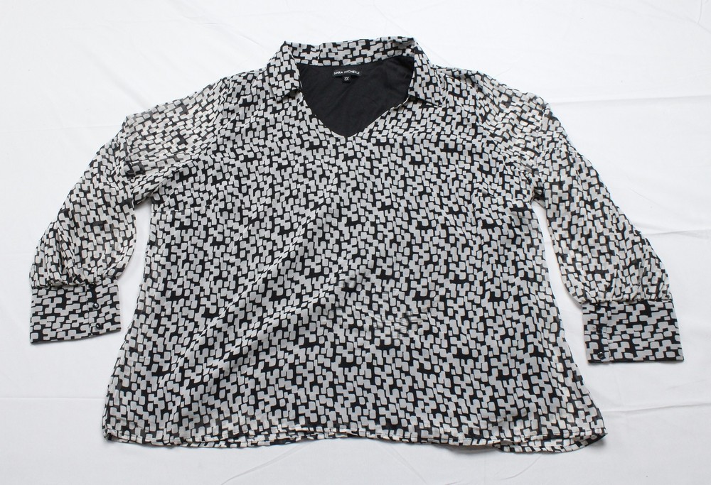 Sara Michelle Women's Plus Long Cuffed Sleeves Pullover Blouse ZS6 Multi 3X
