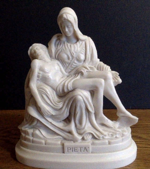 Michelangelo Pieta Jesus and Mary Bonded Marble Statue 7 Inches