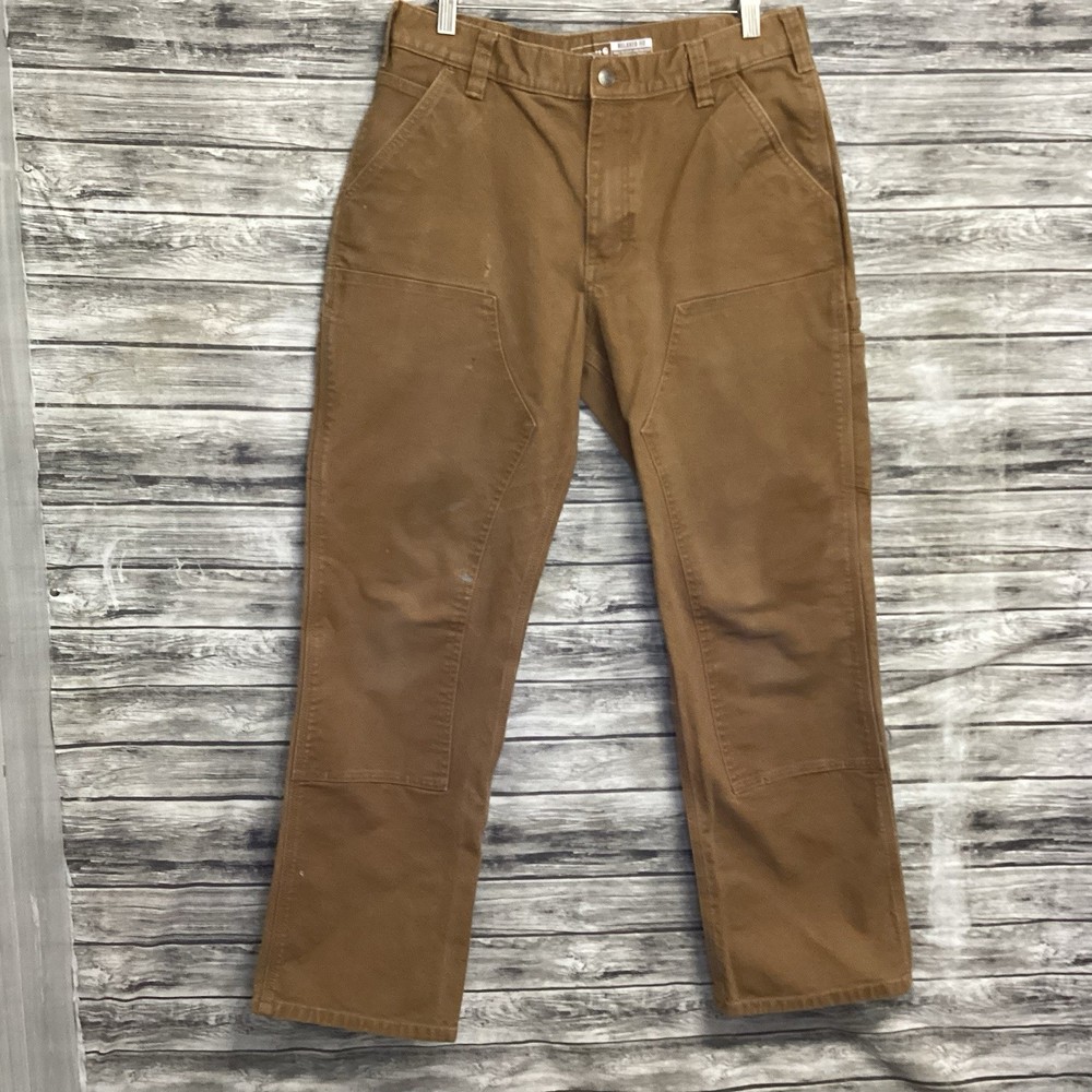 Carhartt Double Knee Pants Mens 33X32 Brown Relaxed Fit Duck Canvas Workwear