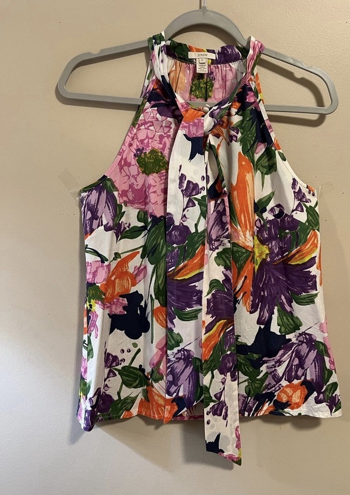 J Crew Women’s 100% Silk Sleeveless Floral Print Top Size 2