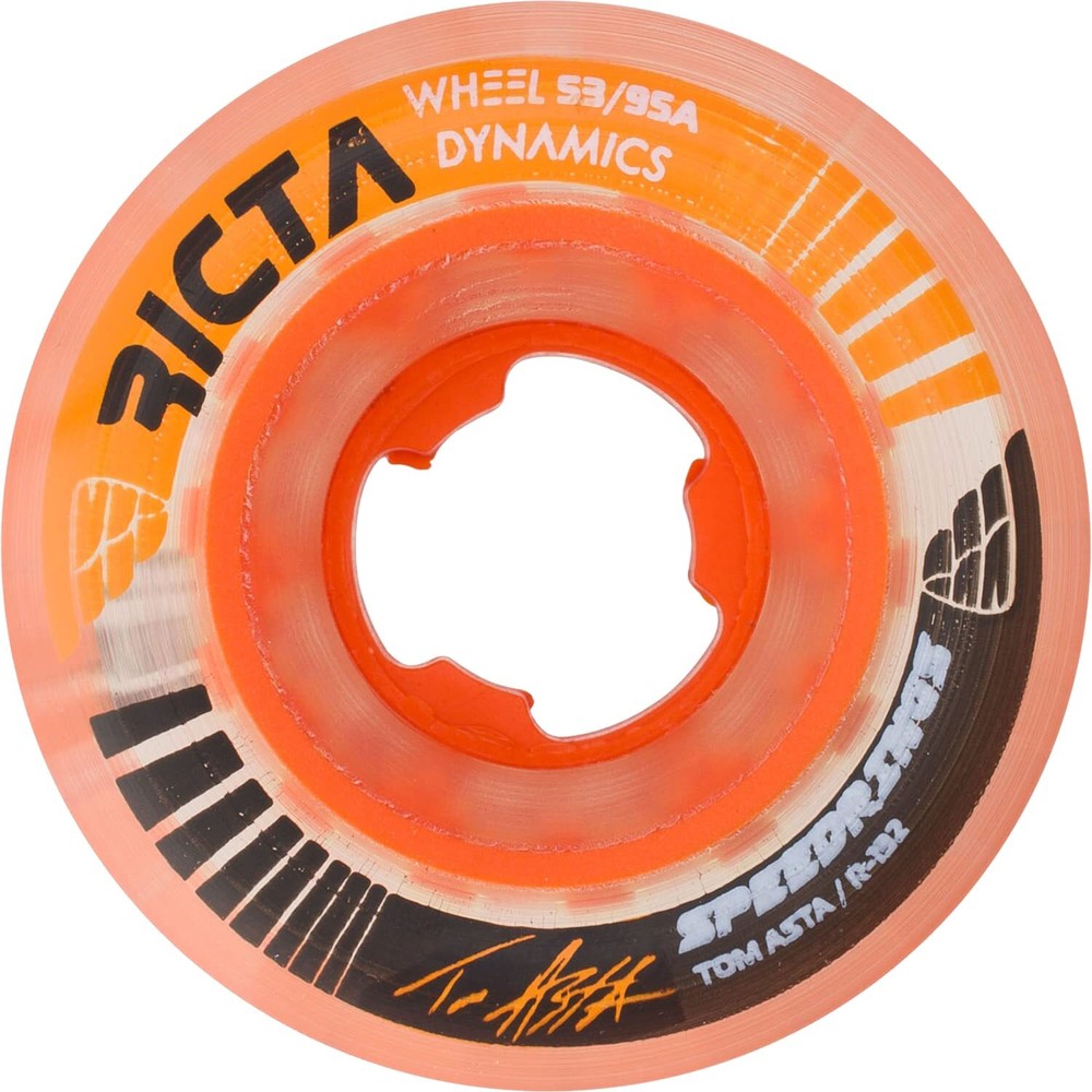Ricta Asta Speedrings Slim 53mm 95a Clear//Orange Skateboard Wheels (Set of 4)