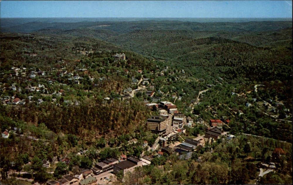 Eureka Springs Arkansas ~ aerial view ~ unused 1970s vintage postcard