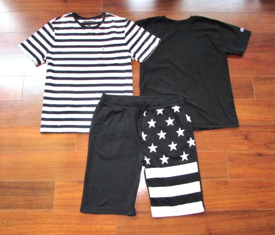 TOMMY HILFIGER + CHAMPION  ~ Men's Medium ~ LOT of 3! T-Shirts & Sweat Shorts