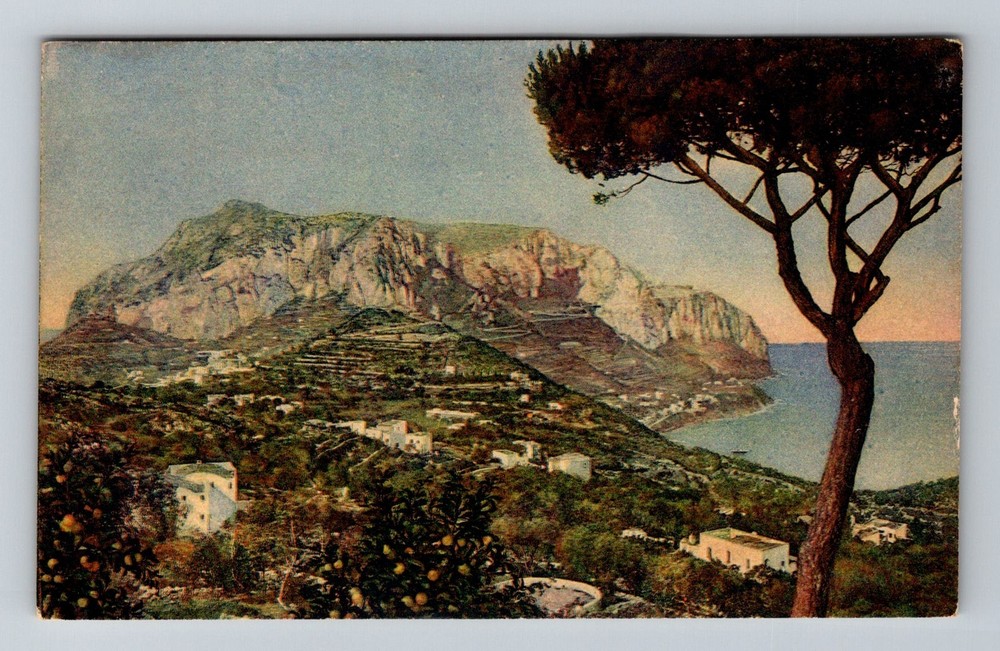 Italy- Capri Panoramic Scenic Island View Souvenir Old PC Card Vintage Postcard