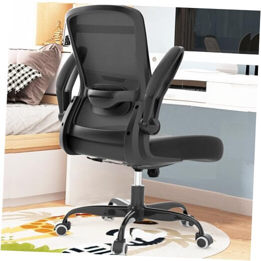 Modern All Black Office Chair with Adjustable Lumbar Support for Comfortable Desk Seating