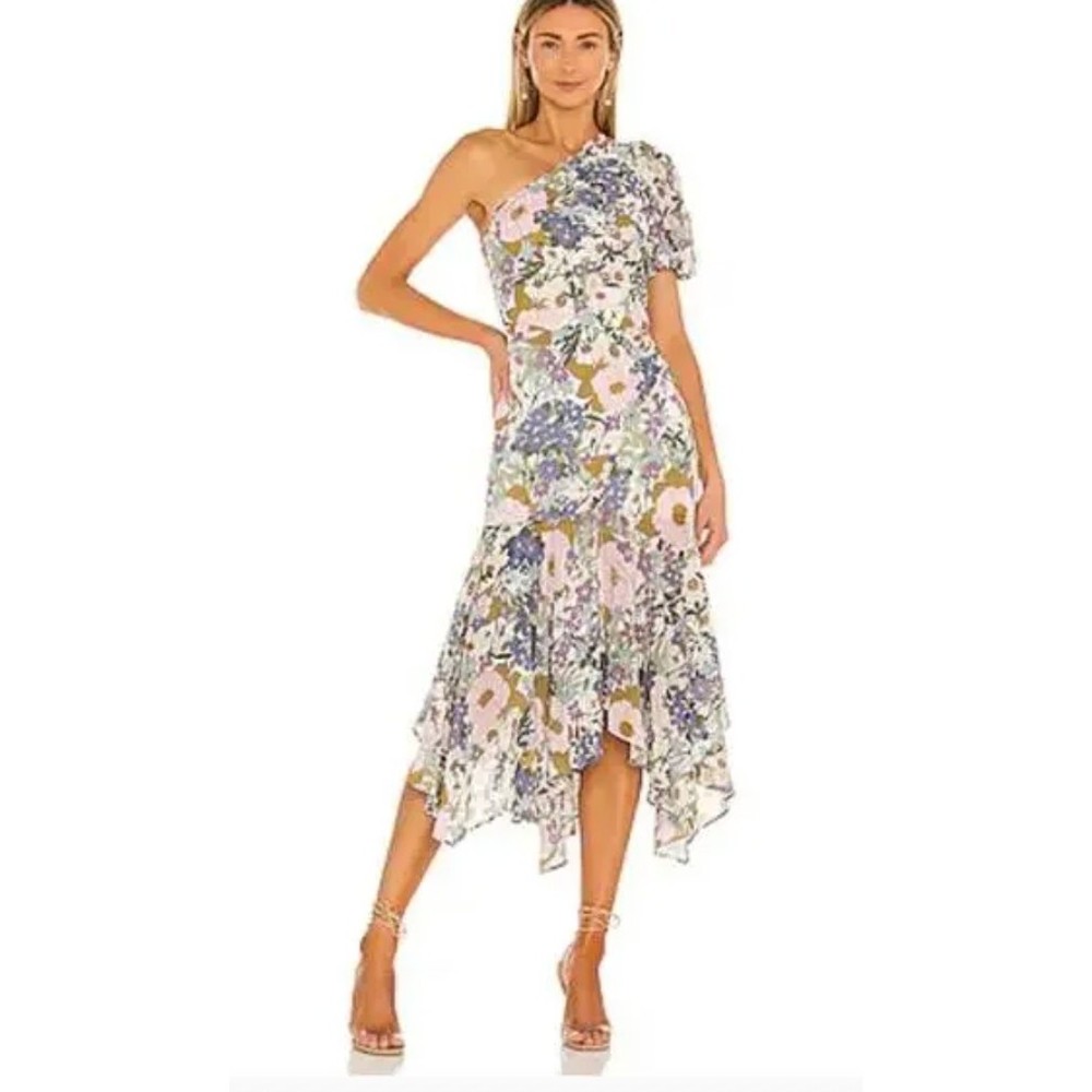 Astr the Label Santorini Off White Retro One Shoulder Midi Dress Medium