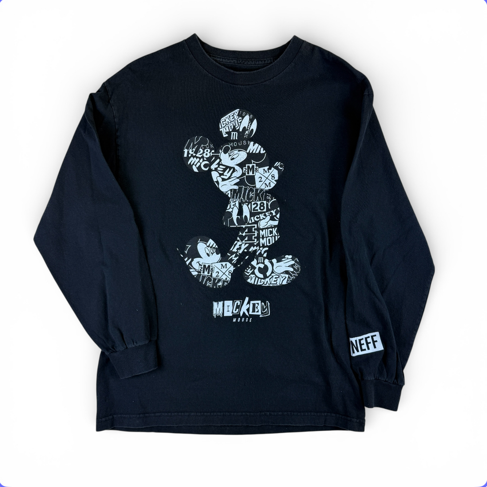 Disney x Neff T-Shirt Mens M Medium Black Long Sleeve Cotton Mickey Mouse