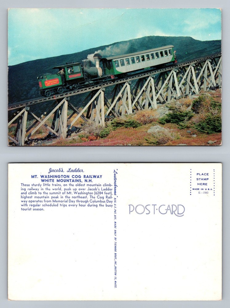 Mount Washington, NH-New Hampshire, Cog Railway Card PC Vintage c1980 Postcard