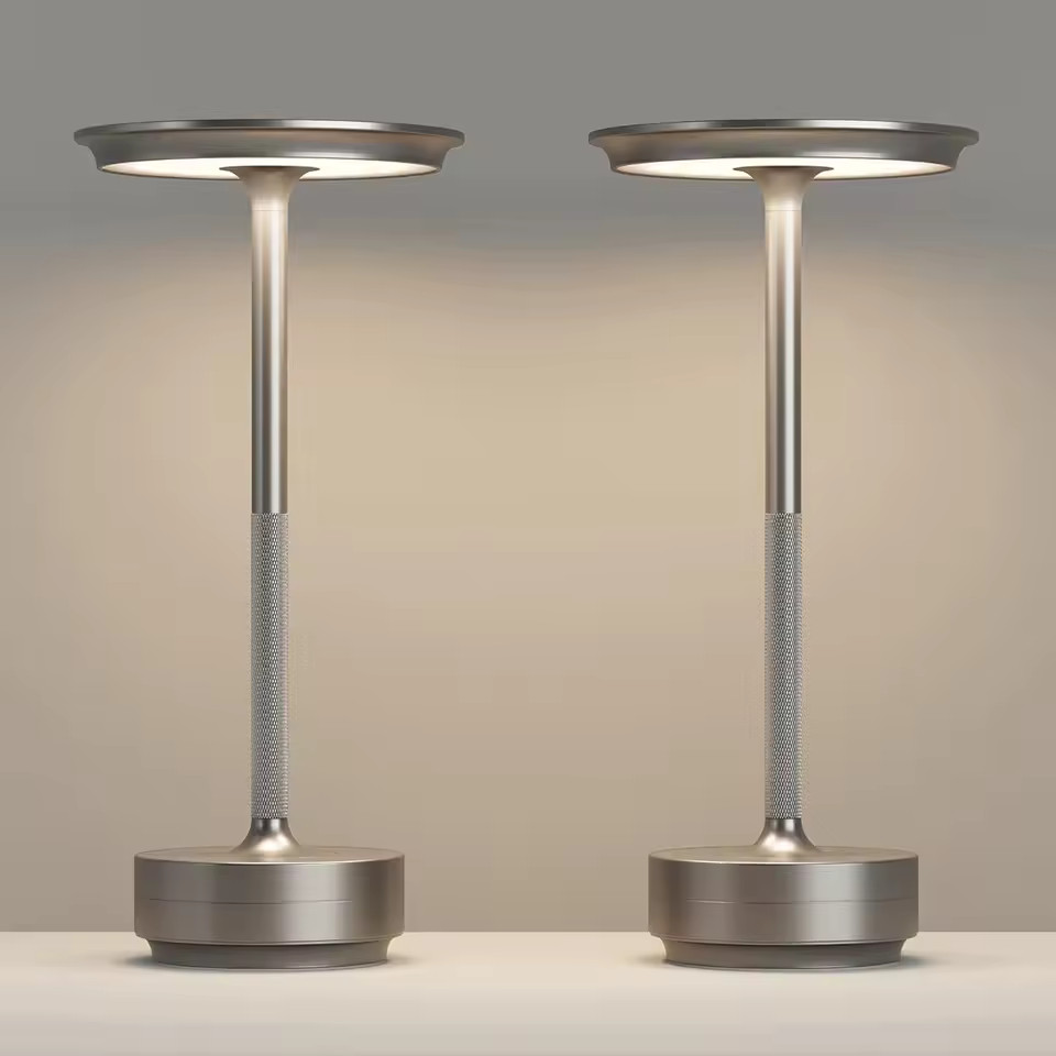 2x Silver LED Touch Sensor Table Lamp Rechargeable Dimmable Bar Desk Night Light