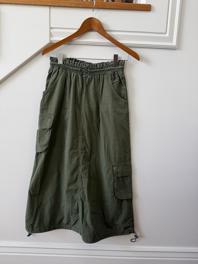Urban Outfitters Olive Green Maxi Cargo Skirt Drawcord ~~ Women's Size Small