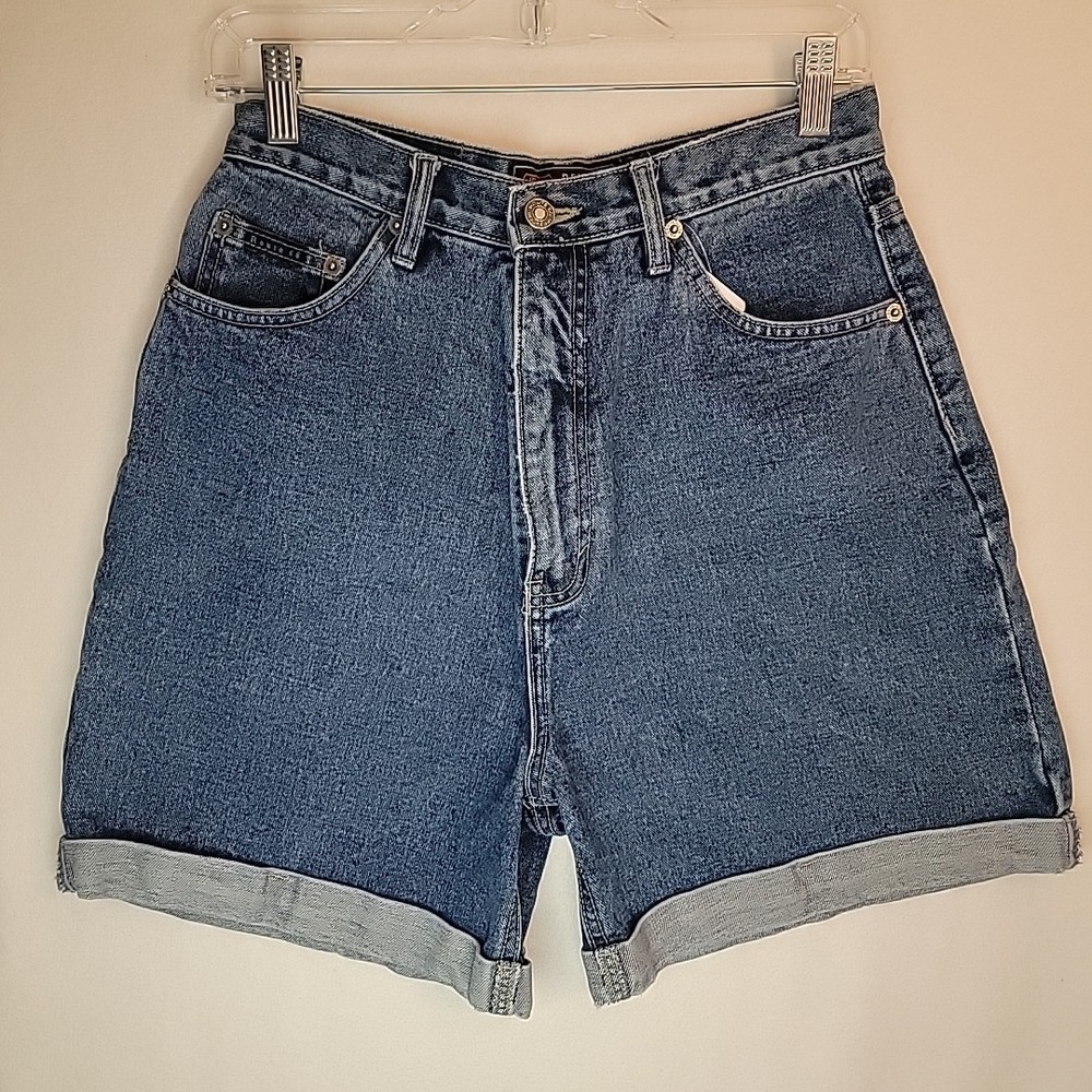 Vintage Y2K Route 66 High Waisted Mom Denim Shorts Sz 11/12  Cuffed 90s Retro