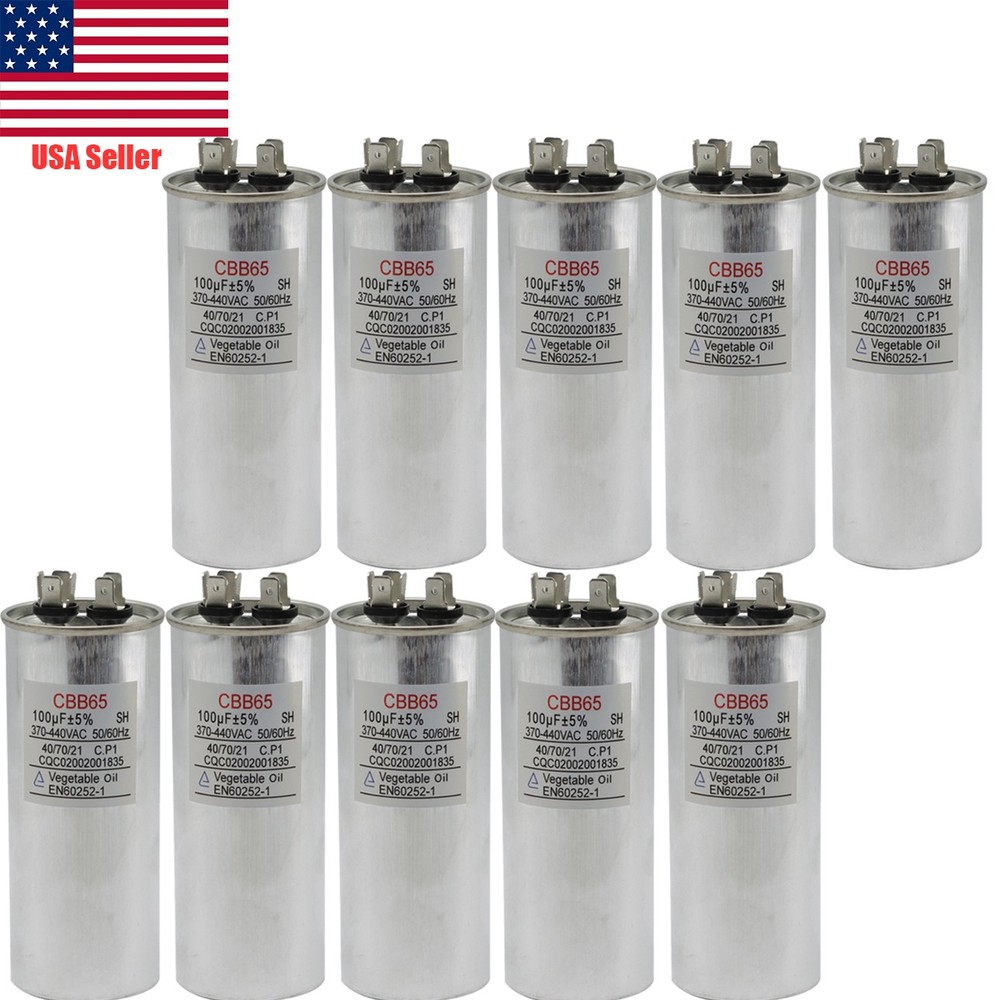 100uF 370 V 440 V VAC High Quality Motor Run Capacitor CBB65 - 10 Pack