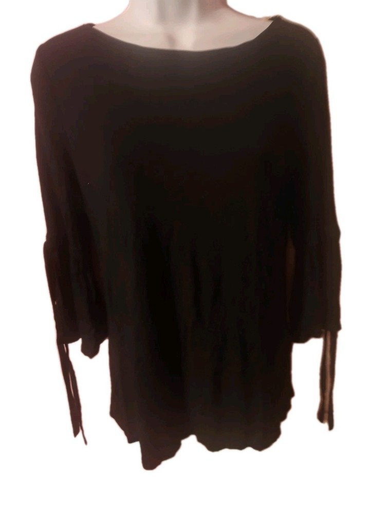 White House Black Market WHBM Blouse Top Womens Size XS Black 3/4 Sleeve