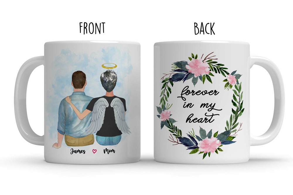 Personalised Memorial Mug Rest In Peace Angel Wings Mom Passed Away Mother