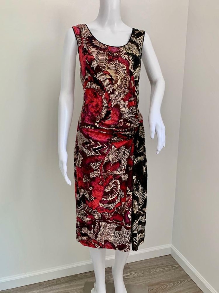 NIC+ZOE Multi Color Rayon Blend Abstract Faux Sarong Tie Tank Dress Size M-image