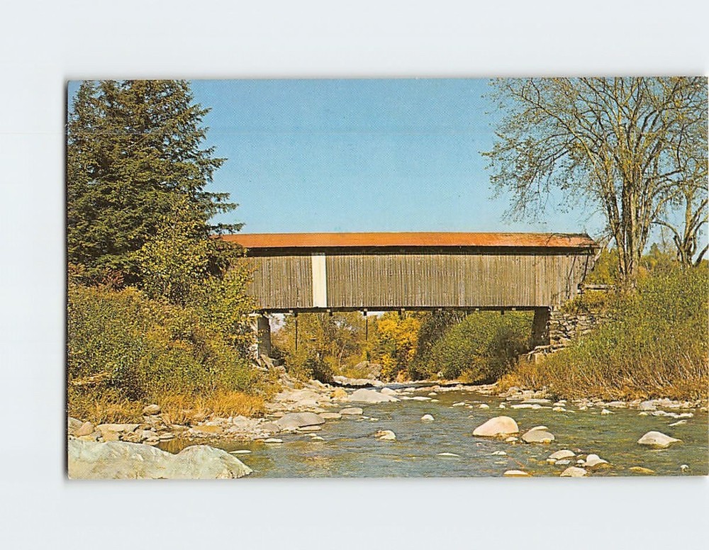 Postcard Covered Bridge at Jeffersonville Vermont USA