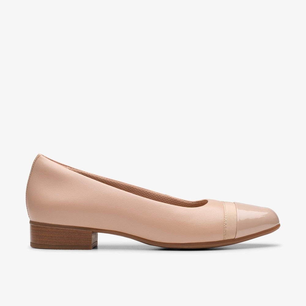 Clarks Womens Juliet Monte Beige Leather Slip Ons Leather Smart