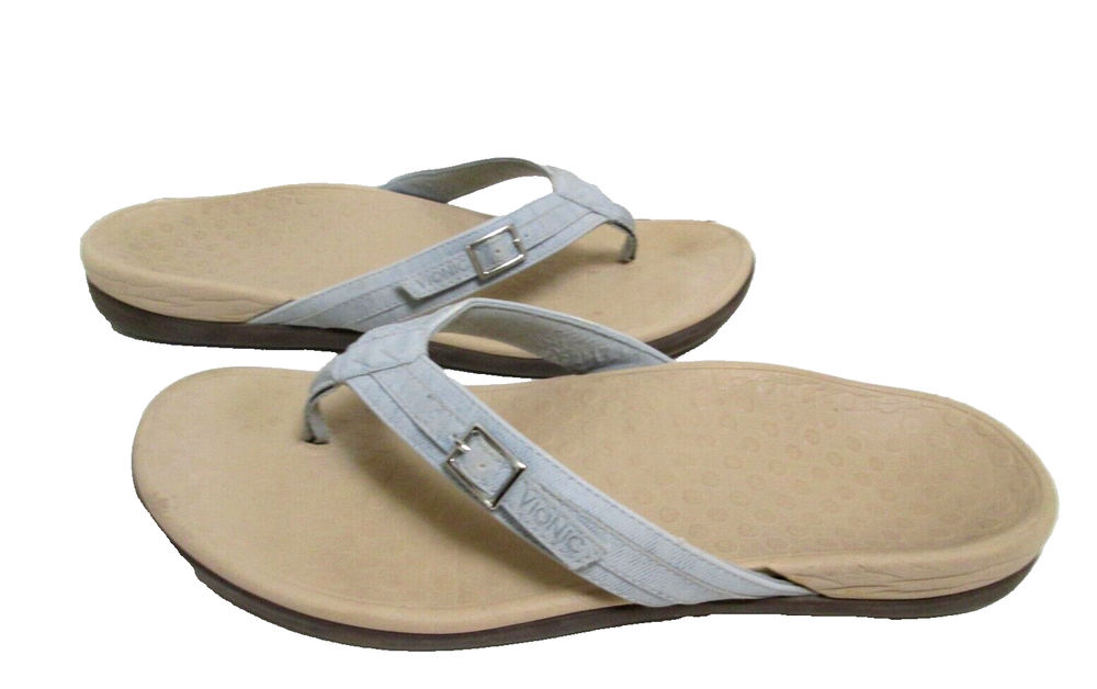 Vionic Patty Lt Blue Buckle Strap Sandals Womens 10 Flip Flop Thong Orthotic B27