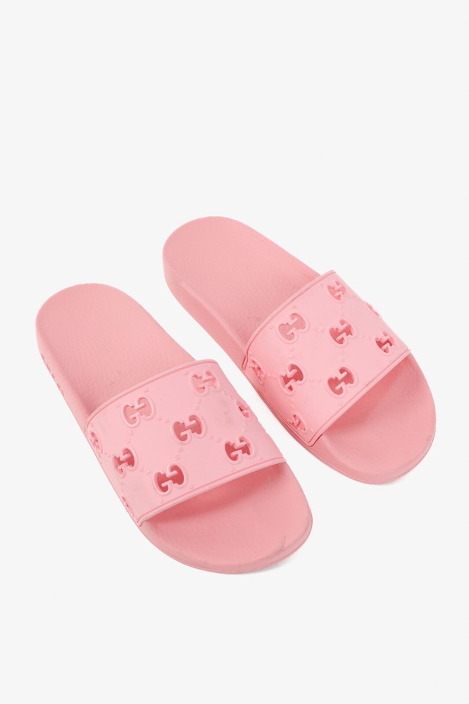 Gucci GG Pink Rubber Slide Sandals Size 8.5 Women