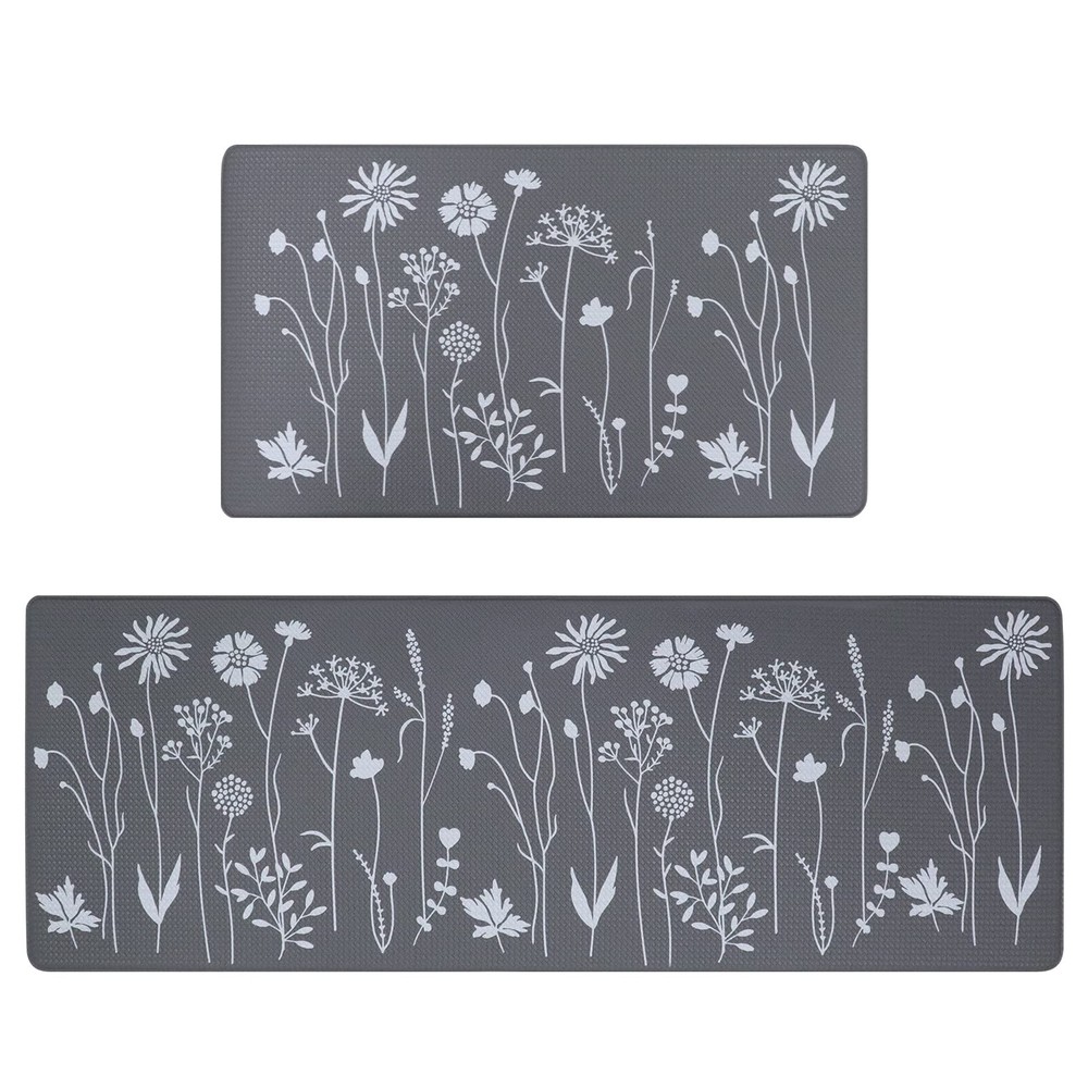 2 Pcs Non-Slip PVC Kitchen Rugs with Cushion for Anti-Fatigue Comfort