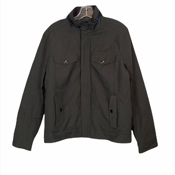 Kenneth Cole New York Mens Olive Green Zip Up & Snap Utility Jacket Size Medium