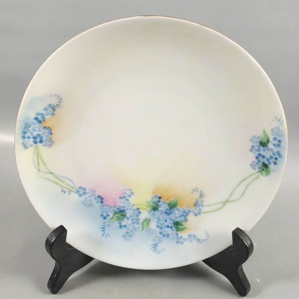 Antique Signed THOMAS SEVRES BAVARIA Forget Me Nots Hand Painted PORCELAIN PLATE