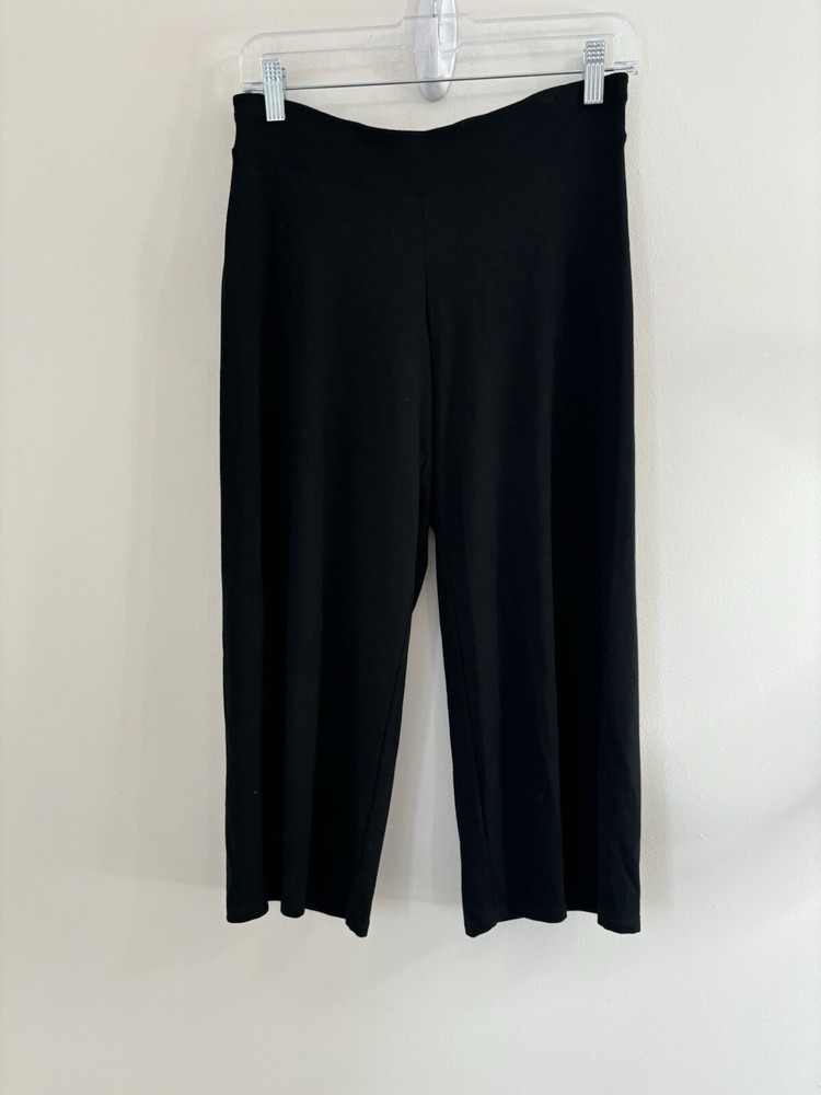 Eileen Fisher Cropped Pants Women’s Petite PP Black Pull On Elastic Waist 28x22