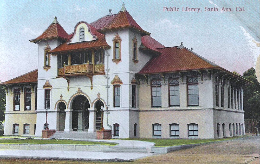 c1910s ~ Santa Ana California CA ~ Public Library UNP Postcard